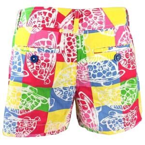 EC!! LILLY PULITZER Turtle Callahan Colorful Chino Shorts Size 2